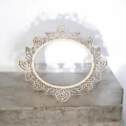 curious button Set of 2 Mirror Frame Ornament Frame Craft for DIY Hanging Wooden Cut-outs image 5