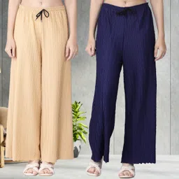 irha Pack of 2 Women Regular Fit Multicolor Viscose Rayon Trousers-picture-35