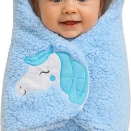 customary Embroidered Single Hooded Baby Blanket for AC Room image 1