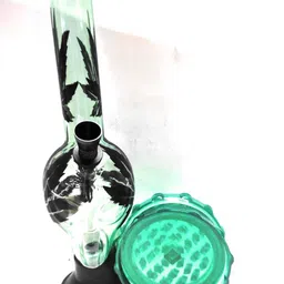 mftonline LIGHT GREEN FACE BONG ACRYLIC WITH ACRYLIC CRUSHER Beer Bong Funnel image 2
