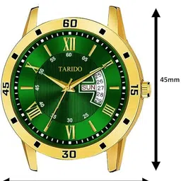 hlmt Day & Date Original Gold Plated Adjsutable Bracelet Quartz Analog Watch Analog Watch - For Men HA-1800GM09-GREEN DIAL image 4