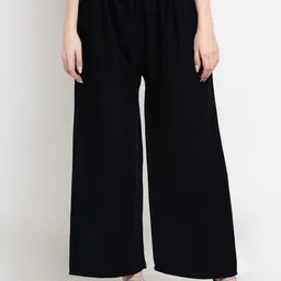 trend level Women Flared Black Viscose Rayon Trousers-picture-35