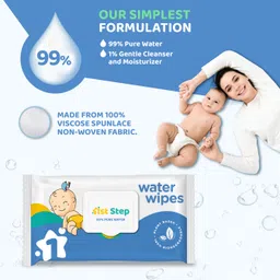 1st step 99% Pure Water Wipes With Lid, Made With Organic 100% Biodegradable Fabric image 2