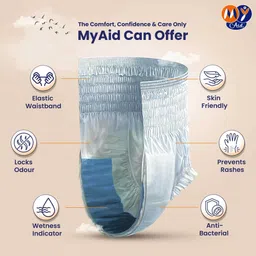 myaid Premium Pants Style| Medium| Waist 75-100cm| Fast Absorption |Unisex| Pack of 12 - M image 4