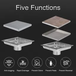 kamal Floor Stainless Steel Push Down Strainer image 4