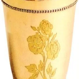 m&v craft pure (Pack of 4) PURE BRASS LESAR FLOWER DESIGN GLASS PACK OF 04 Glass Set Water/Juice Glass image 2