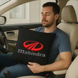 zoom trade Black Polyester Car Pillow Cushion for Mahindra image 3
