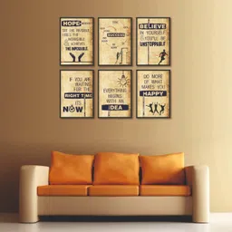 vantagekart Hope, Success, Believe, Time, Idea, Happy Inspirational Motivational Self Adhesive Wall Posters For Home & Office Decor (Brown) - Set of 6 Paper Print image 5
