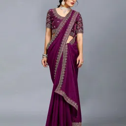 vivan fab Self Design, Embroidered Bollywood Polyester Saree-picture-27