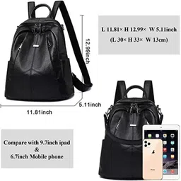 spinsell Medium 24 L Backpack Leather Backpack Purse for Women and Girls for Travel Vintage image 3