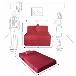 seventh heaven Rest Mantra 8 Inch PU Foam (72x30) 1 Seater Sofa Cum Mattress In Maroon Colour image 4