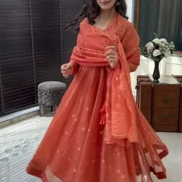 sri balaji collections Georgette Stitched Flared/A-line Gown image 2