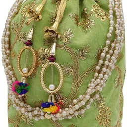 nishka retail Women Green Potli-picture-12