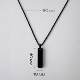 rappersshop Stainless Steel Black Pendant with Box Chain for Men Rhodium Stainless Steel Pendant Set image 3