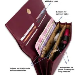 dua Women Casual Maroon Artificial Leather Wallet image 2