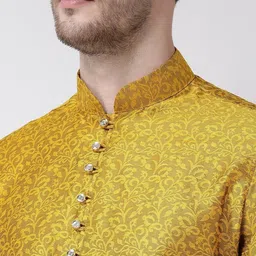sg leman Men Printed Pure Silk Straight Kurta image 4