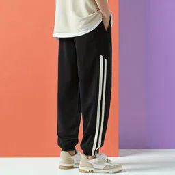 nivedanm Men Self Design Black Track Pants image 2