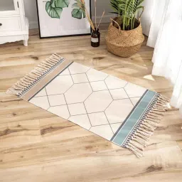 inside styles Beige Geometric Cotton 34x21 Inches Max Absorbant Door Mat image 1