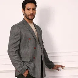 mr bowerbird Men Striped Double Breasted Formal Blazer-picture-10