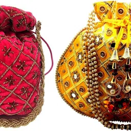 athizay Girls Pink, Gold, Yellow Potli-picture-27