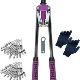 digital craft 17 Inch Riveter Tool Heavy Duty 2.4mm & 3.2mm 20pc Rivets with Gloves for Metal Heavy Duty Slow Hitting Rivet Gun-picture-42