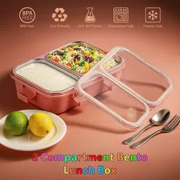 vsell Stainless Steel Lunch Box with Dual Compartments, Blue, for Office & Schoo 2 Containers Lunch Box-picture-17