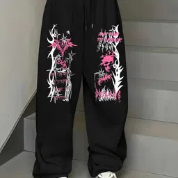 raushiongarment Women Loose Fit, Regular Fit Black Cotton Blend Trousers-picture-11