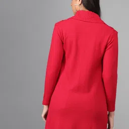 ewools Women Woven Collared Neck Pink Sweater image 2