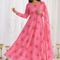 mogal fashion Printed Georgette Stitched Anarkali Gown image 3