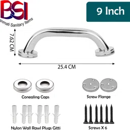 akash enterprises S.S Grab Bar, Towel Bar, Bathtub Rails, Safety Support Balance Handle (9 inch) Shower Grab Bar image 2