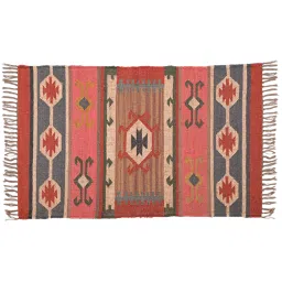 baithak krafts Multicolor Wool & Jute Traditional 60 x 36 Inches Hand Woven Dhurries image 2