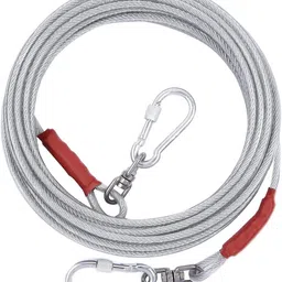 petjoy Stainless Steel Tie-Out Cable/Leash for Dogs -12 Feet (Color may vary) 360 cm Dog Cord Leash image 1