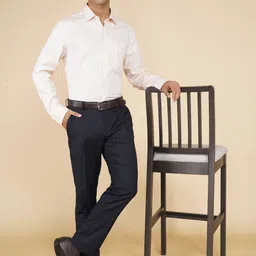 arrow Men Tapered Dark Blue Polyester Trousers image 3