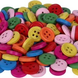 vardhman Multicolored wooden buttons, 100 pcs, size 1.5 x 1.5 cm, used in Sewing, scrap booking, art & craft, decorations etc-picture-26