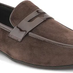 house of pataudi Men Brown Suede Slip On Casual Moccasins Loafers Shoes Loafers For Men image 3