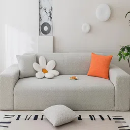 HOUSE OF QUIRK Grey Self-designed 220 GSM Jaquard Stretchable 4-seater Sofa Slipcover-picture-41