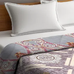KLOTTHE Grey Ethnic Motifs Printed Pack of 2 500 GSM Double Bed Reversible Quilts image 2