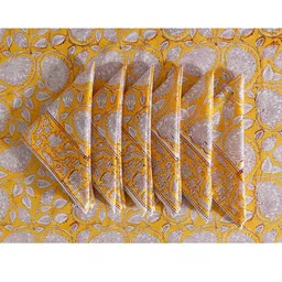 HANDICRAFT PALACE Yellow & White Hand Block Printed 6 Seater Cotton Table Covers With 6 Napkins image 3