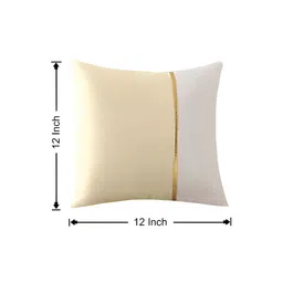 AEROHAVEN Cream-Coloured & White 2 Pieces Colourblocked Reversible Square Cushion Covers image 3