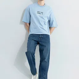 Snitch Blue Men Smart Straight Fit Heavy Fade Stretchable Jeans image 4