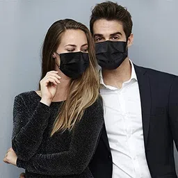 Wisezag Black Surgical Mask Pack of 110 Pieces Disposable Masks 3 Ply Layer & Nose Clip Ultrasonic Use, Throw Masks Pack of 100 Pcs Pin 3Ply Unisex, Nonwoven Fabric image 4