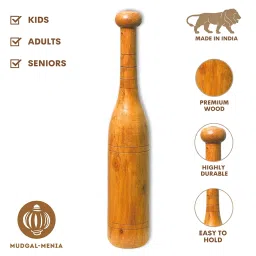 Mugdal Menia Child Mugdar – Made in India Handcrafted Natural Jungle Wood Clubbell | Traditional Karla Kattai, Fully Polished with Certificate of Authentication | No. 1 Quality (2, Kilograms) image 2
