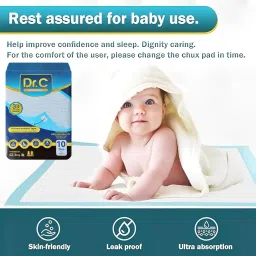 Dr C 60X90 Large Premium Disposable Baby Underpad Bed Pad Changing Mat Pad Liners for Newborn Baby Kids - Superior Absorbency, Leak Proof, Diaper Changing UnderPads with 4 Non Slip Tape10 Under pad image 5