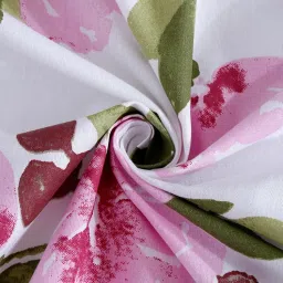 Amazon Brand - Solimo Celestial Delight 140 TC 100% Cotton Double Bedsheet with 2 Pillow Covers, Soft and Smooth (Floral, White and Pink) image 2