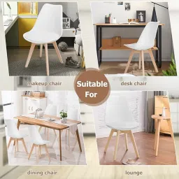 My Art Design - Scandinavian Chair With Padded & Solid Wood Oak Legs for Cafe, Home, Hotel & Office (White) image 3