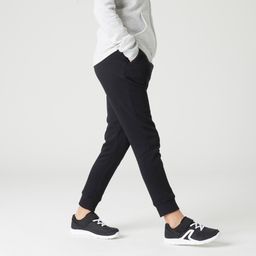 domyos Girls' Warm Brushed Jersey Jogging Bottoms 500 - Black-picture-44