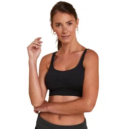 Women Yoga Seamless Cotton Sports Bra - Black-image-42