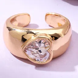SALTY Stones Studded Heart Shaped Adjustable Finger Ring image 1