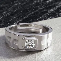 MYKI Men 92.5 Sterling Silver CZ-Studded Sterling Silver Finger Ring image 1