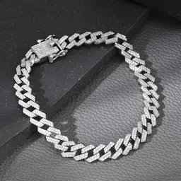 GIVA Men 925 Sterling Silver Rhodium-Plated Link Bracelet image 1
